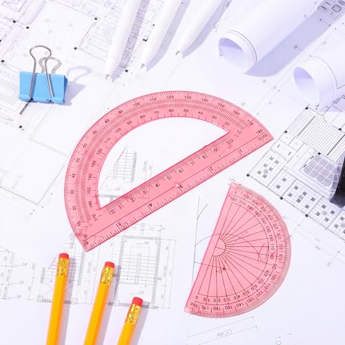 EBOOT 2 Pcs Plastic Protractors - color: Light Pink