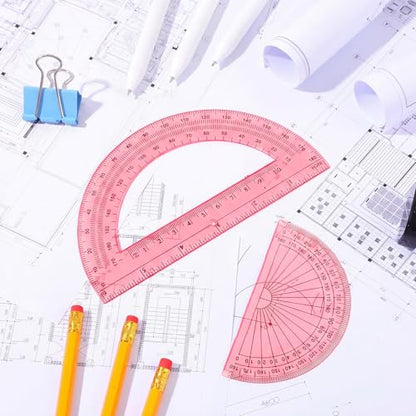 EBOOT 2 Pcs Plastic Protractors - color: Light Pink