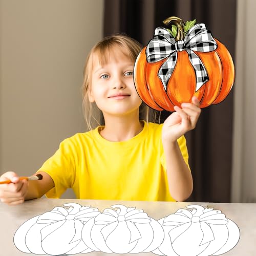 24 Pcs Fall Coloring Wreath Crafts Color Your Own Fall Crafts, Pumpkin - color: Pumpkin