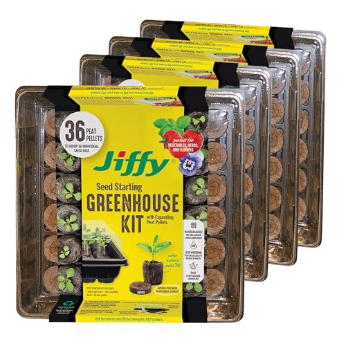 Jiffy Seed Starting Tray Kit - 36 Cell Plant Starter Trays, Portable - 11 x 11 x 4.25 in - 4 Pack - style: 4 Greenhouse Kit