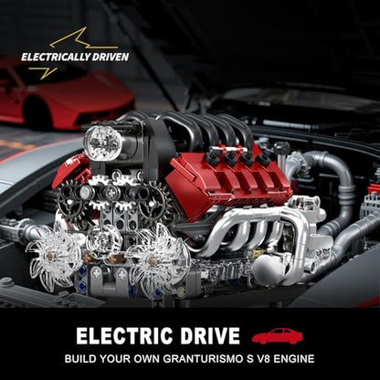 Mould King 10227 V8 Engine Model Kit, 787+Pcs Mini V8 Engine Kits that Runs, Build Your Own Car Model Engine with Gearshift & Motor, Building Blocks for Adults, DIY Construction Engineering Toy - style: 10227 V8 Engine
