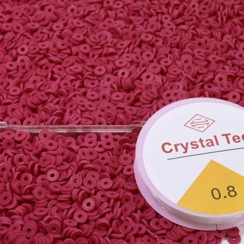 4000pcs Magenta Clay Beads,6mm Heishi Bead Polymer Flat Round Disc Bulk Beads for Jewelry Making,DIY Friendship Bracelet and Necklace Craft - color: Magenta