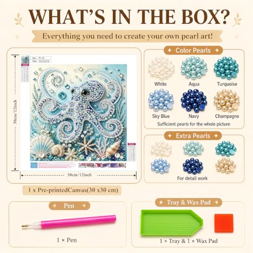Pearl Diamond Painting Kits for Adults,Octopus Ocean Pearl Diamond Art - color: PL79-1