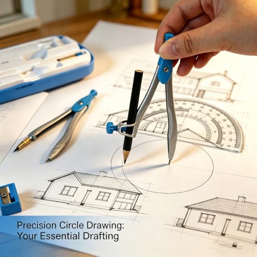 Marte Vanci 10 Piece Geometry Set, Math Geometry Kit with Storage Case, Includes 2 Compasses Rulers Protractor Pencil Eraser Sharpener Lead Refills Student Supplies for Drafting, Math Study (Blue) - color: Blue