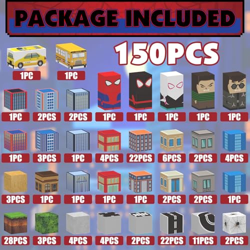 150Pcs Magnetic Blocks, Spider Magnetic Building Toys Set for Kids Ages 3+ - style: 150