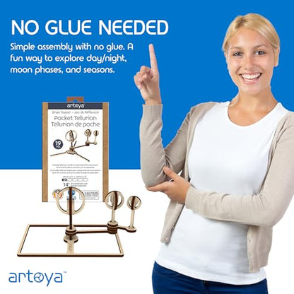 Artoya Pocket Tellurion – Solar System Kit for School Project, Orbiting Sun-Earth-Moon Model, Solar System Project Kit, STEM Space Science Model & Planet Models, Outer Space Toys for Fun Learning