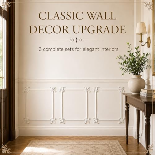 Sintuff 3 Set Pre Cut Wall Molding Kit 15x20'', 12 Panels 12 Flower Corners