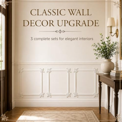 Sintuff 3 Set Pre Cut Wall Molding Kit 15x20'', 12 Panels 12 Flower Corners