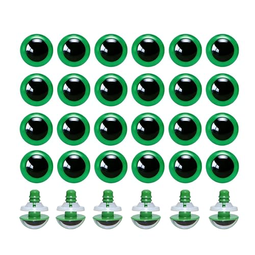 BESTCYC 100pcs 12mm Green Plastic Safety Eyes Craft Eyes with Washers for Amigurumi Dolls Plush Animals DIY Craft Lovers Doll Makers Crochet Craft Supplies - color: Green, size: 12mm