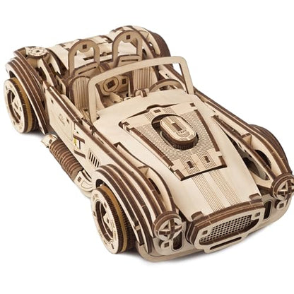 UGEARS Drift Cobra Racing Car, Model Kit, Wooden 3D Puzzles for Adults to Build with Powerful Spring Motor - Wood Mechanical Models Building Kit Retro Hobbies - style: Cobra Racing
