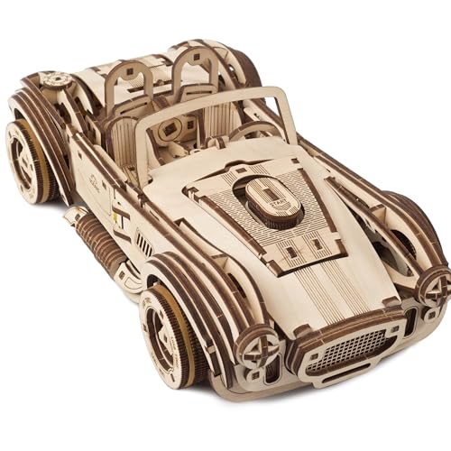 UGEARS Drift Cobra Racing Car, Model Kit, Wooden 3D Puzzles for Adults to Build with Powerful Spring Motor - Wood Mechanical Models Building Kit Retro Hobbies - style: Cobra Racing