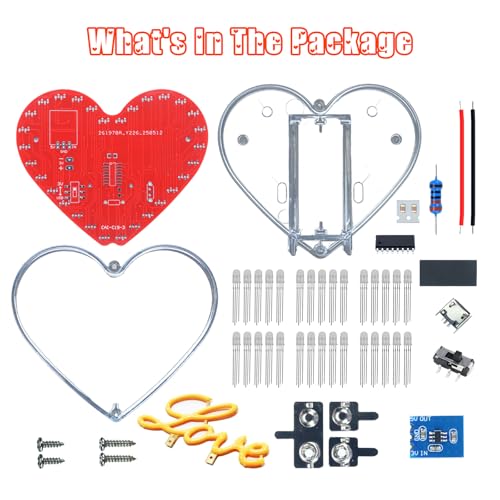 IS ICSTATION Heart Shaped LED Soldering Practice Kit, RGB LED Heart Circuit Soldering Project with Love Filament DIY Electronic Kit for College Solder Education Present for Lover
