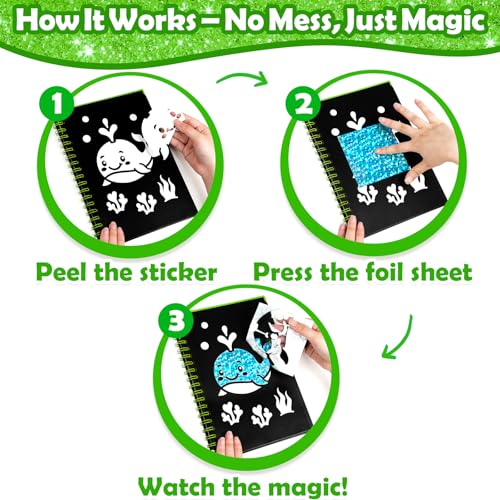 FUNNYB&G Foil Art Craft Kit for Kids, Sparkly Birthday Gift Toy for Kids - style: Going Green