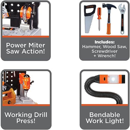 JAKKS Pacific Black+Decker Kids Workbench - Power Tools Workshop - Build Your Own Toy Tool Box – 75 Realistic Toy Tools and Accessories [Amazon Exclusive]