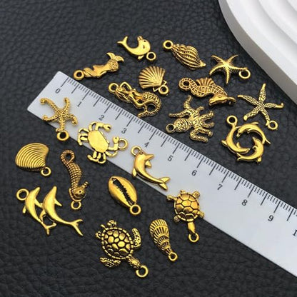 WOCRAFT 60pcs Antique Gold Ocean Bracelet Charms for Jewelry Making Sets DIY Necklace Bracelet Keychain Crafting Charms Kit Craft Supplies (SN882) - color: Antique Gold, size: Ocean Charms