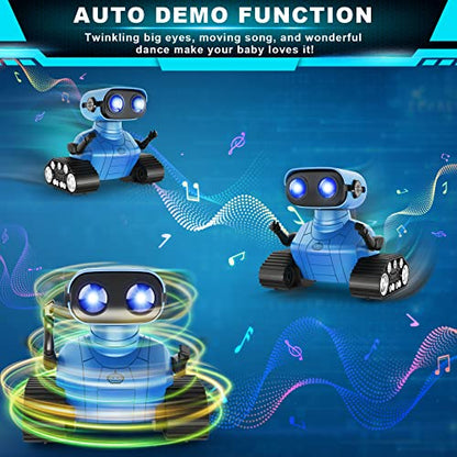 Hamourd Robot Toys for Boys Girls, Rechargeable Remote Control Emo Robots with Auto-Demonstration, Flexible Head & Arms, Dance Moves, Music, Shining LED Eyes for 5+ Years Old Kids - color: Blue
