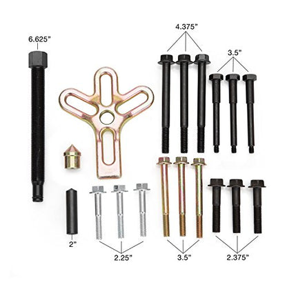 OEMTOOLS 27187 Harmonic Balancer Puller Kit, Removes Harmonic Balancers, Dampers, Pulley Puller, Puller Tool for Use with GM 3300 & 3800 V6 Engines, Includes Metric and SAE Bolts - style: Puller Kit Red Case