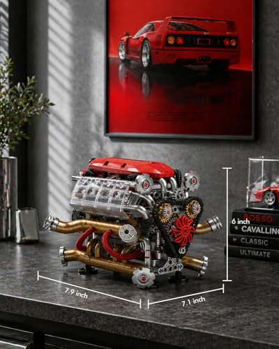 JSINMA V12 Engine Model Kit that Runs, Motorized Mechanical Building Set for Adults with Visible Moving Pistons, Transparent Side Cover, Desk Display Gift for Car Lovers, 620 Pieces