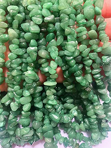 7-8mm Natural Green Aventurine Gemstone Chips Healing Gravel Bracelets Necklace Kit Irregular Tumble Stone Beads DIY Crafts Design Jewelry Making 32" - color: Green Aventurine