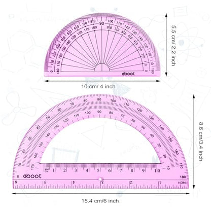 EBOOT 2 Pcs Plastic Protractors - color: Pink