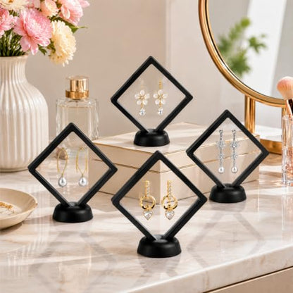 Dicunoy 30 PCS 3D Floating Display Case, 3.5" Black Coins Display Frame for Antique Challenge Coins, AA Medallion, Jewelry, Shells, Fossils, Gems, Minerals, Rocks, Pins