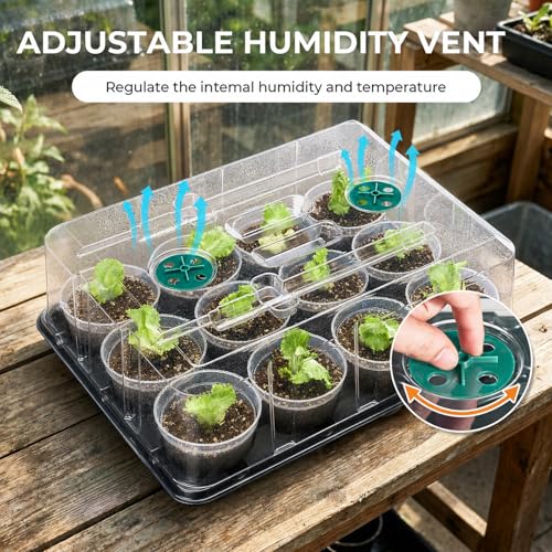 homenote 4 Inch Seed Starter Trays 2 Pack, 12-Cell - size: 4 Inch, style: 2 Pack Tray+Pots+Dome+Grow Light