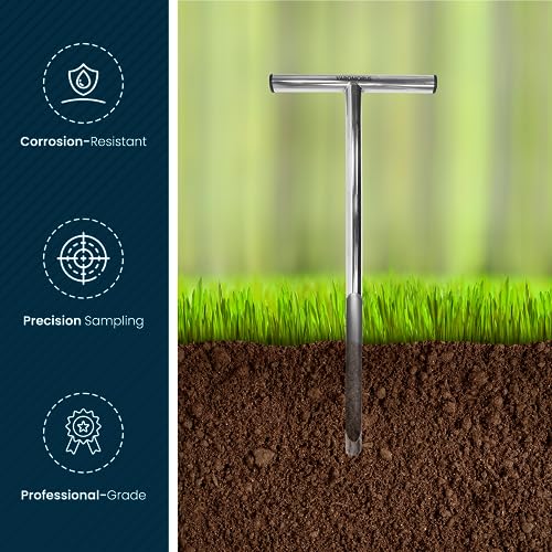 Varomorus Soil Sampler Probe 21" Stainless Steel Tubular T-Style Handle. - size: 21 inch