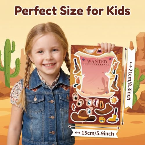 Cowboy Make a Face Stickers, Western Party Crafts for Boys & Girls - color: Cowboy