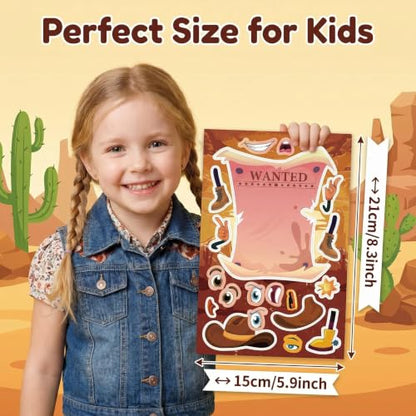 Cowboy Make a Face Stickers, Western Party Crafts for Boys & Girls - color: Cowboy