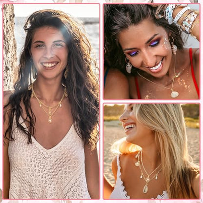 Liliaafar 107 Pcs Charms Lip Gloss Keychain Making Kit Bracelets Necklace Chains Gold Paperclip Beach Jewelry Making Accessory with Shell Charm Pendants Jump Rings Lobster Clasps Pliers for Craft Gift