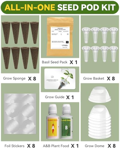 LYKOCLEAN Herb Seed Pod Kit Compatible with AeroGarden Hydroponics Growing System, Complete Indoor Gardening Supply (Basil, 8-pods) - color: Basil, size: 8-pods