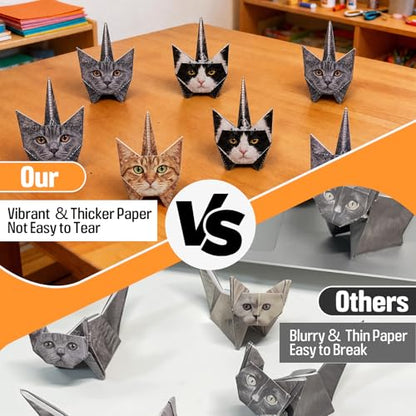 hapray 56 Sheets Cat Origami Paper Kit, Origami Kit for Kids, Origami Book