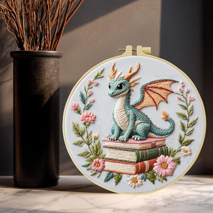 JOZYSH Black Dragon Handmade DIY Embroidery kit,Suitable for Adult Beginners,Includes Embroidery Cloth, Instructions, Embroidery Frame and Needle and Thread, Suitable for Holiday Gifts (Dragon1) - style: Dragon1