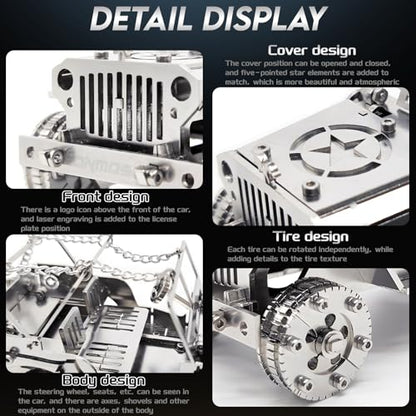 FILASLFT 3D Metal Puzzles for Adults,Mechanical Iron Blood Car 3D Puzzles - color: A4-iron Blood Car-silvery