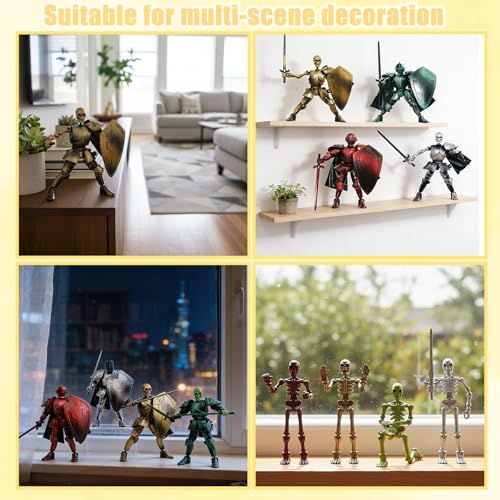 T13 Skeleton Knight Action Figure,DIY Posable Model Collectible Kit(Gold) - color: Gold