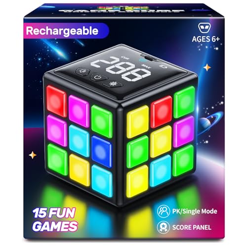 Niufunmal Rechargeable Puzzle Cube with Games, 15 Fun Memory & Speed Games