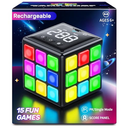 Niufunmal Rechargeable Puzzle Cube with Games, 15 Fun Memory & Speed Games