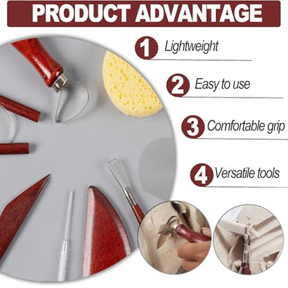 LINPHCEY 8-Piece Clay Sculpting Tools Set Perfect for Polymer Air Dry Modeling Clay Beginners & Professionals Ideal for DIY Pottery & Ceramics Tools for Clay Sculpey Sculpting & Crafting - color: 8PCS/SET