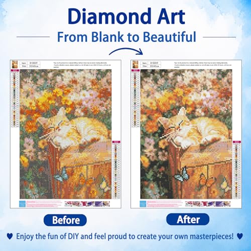 AUKELHJ Diamond Art Kits for Adults, Cat Diamond Painting, 12x16 Inch - color: 08-Cat, size: 12X16 inch