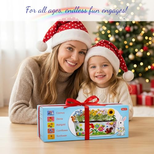 Large Paint & Plant Flower Growing Kit for Kids with 5 Flower Seeds, Gift Ideas Age 5 6 7 8-12 Years, Fun Kids Gardening Set, Birthday Crafts Gifts for Girls & Boys, Art Projects for Ages 5-12 Years