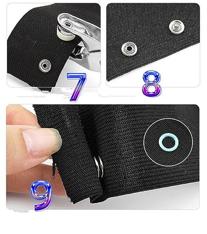 100 Sets Metal 9.5mmSnaps Buttons, Five Claw Buckle Installation Plier Tool Set, Seam Free Invisibility Snap Fastener Plier Tool, Metal Prong Snaps Buttons for Clothing Leather Crafting Sewing