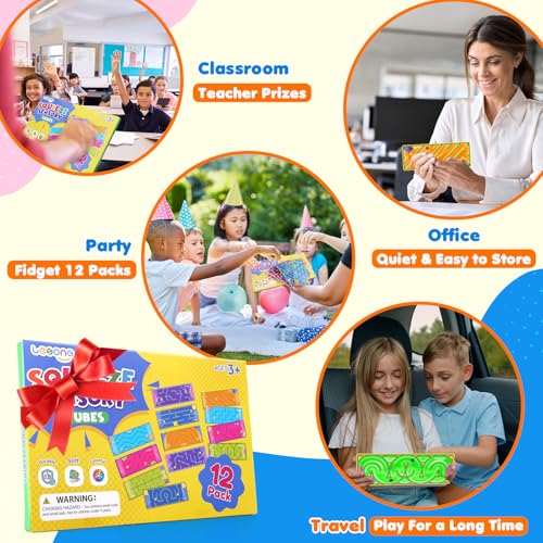 12-Pack Sensory Maze Fidget Toys for Kids & Adults: Quiet Squishy Calming Tools for Autism Children - Stress Fidgets for Travel & Office - Classroom Must Haves & Treasure Rewards Party Favors,Easter - style: 12pcs