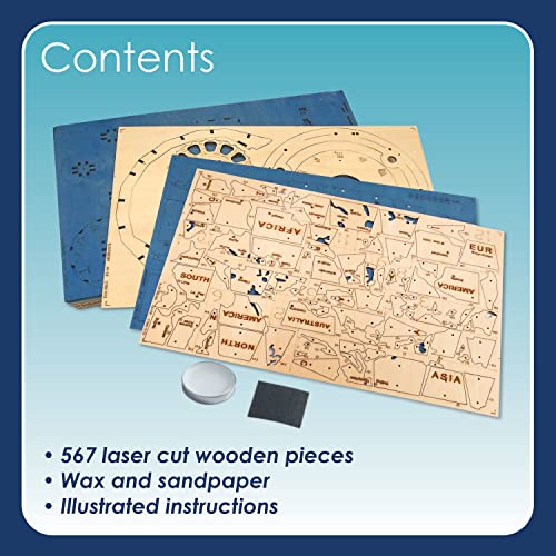MindWare Gearjits: Globe – Wooden 3D Building Puzzle for Teens & Adults – DIY Construction Model – Fun for Parents Too! – Great STEAM Gifts for Ages 12+
