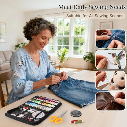 Coquimbo Sewing Kit Travel for Adults Beginner, 160 Pieces Sewing Supplies - color: Black, size: XL