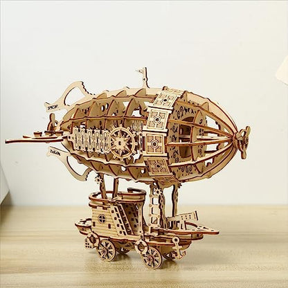 3D Wooden Puzzles Airship Model Kits, Brainteaser and Puzzle for Christmas/Birthday,Gifts for Adults and Teens to Build Combination - style: Airship