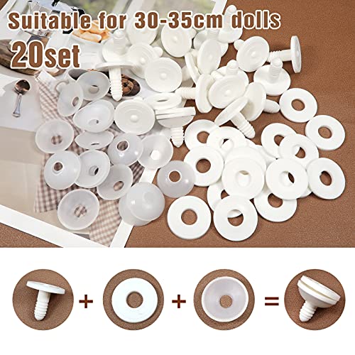 TOAOB 20 Set 35mm Doll Joints for Amigurumis Crochet White Movable Plastic Animals Joints for Crochet Stuffed Animals Crafts Puppets Limbs and Arms Leg Neck Joints Doll Making - size: 35mm