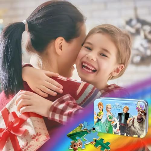 60 Piece Educational Puzzles for Kids Ages 4-8 Jigsaw Puzzle Games in Reusable Metal Box, Learning Toys with Extra Thick Safe Pieces for Boys & Girls - color: U1-6axy-6ewh