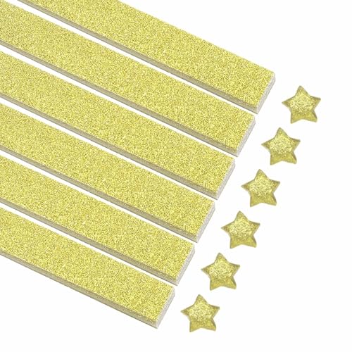 MECCANIXITY 200 Sheets Origami Paper Glitter Stars Papers Light Gold Fold Paper for Beginner Arts Crafts Projects,0.4 x 8.7 Inch - color: Light Gold