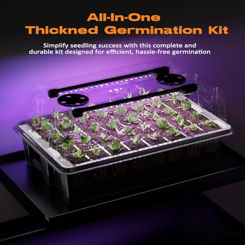 Patigrow 80-Cell Self-Watering Seed Starter Tray with Grow Light, Seed Starter Kit with 4.07” Humidity Dome, Indoor Seedling Starter Tray, Seed Starting Trays for Plant Germination, Seeds Growing