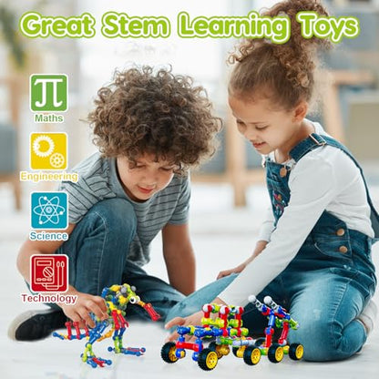 Qirptey Kids STEM Building Toys for 3 4 5 6 7 8+ Year Old Boy Birthday Gift - style: 186 PCS